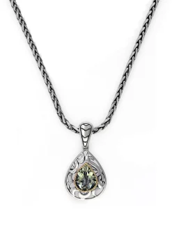 Effy Jewelry 925 Sterling Silver u0026 18K Yellow Gold Green Amethyst Pendant, 2.75 TCW | Necklaces & Pendants