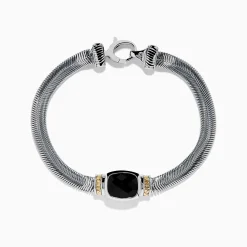 Effy Jewelry 925 Sterling Silver u0026 14K Yellow Gold Onyx Bracelet | Bracelets