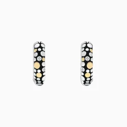 Effy Jewelry 925 Sterling Silver u0026 18K Yellow Gold Diamond Hoop Earrings, 0.02 TCW | Earrings