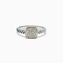 Effy Jewelry 925 Sterling Silver u0026 18K Yellow Gold Accented Diamond Ring, 0.07 | Rings