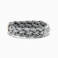 Effy Jewelry 925 Sterling Silver u0026 18K Yellow Gold Braided Chain Diamond Bracelet | Bracelets