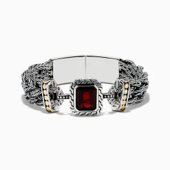Effy Jewelry 925 Sterling Silver/18K Yellow Gold Garnet Braided Chain Bracelet | Bracelets