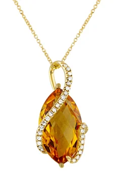 Effy Jewelry Sunset 14K Yellow Gold Citrine and Diamond Pendant, 8.69 TCW | Necklaces & Pendants