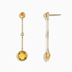BH Multi Sunset 14K Yellow Gold Citrine and Diamond Earrings, 2.54 TCW | Earrings