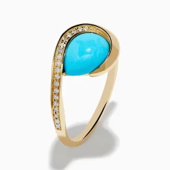 Effy Jewelry Terra 14K Yellow Gold Turquoise and Diamond Ring | Rings