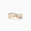 BH Multi Trio 14K Three Tone Diamond Cross Over Ring | Rings