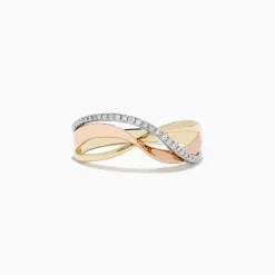 BH Multi Trio 14K Three Tone Diamond Cross Over Ring | Rings