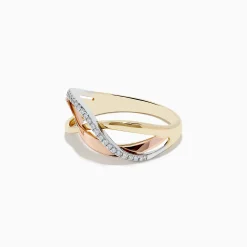 BH Multi Trio 14K Three Tone Diamond Cross Over Ring | Rings