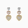 Effy Jewelry Trio 14K Three Tone Gold Diamond Heart Drop Earrings 0.65 TCW | Earrings