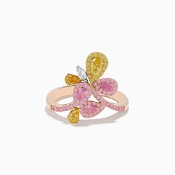 Effy Jewelry Trio 18K Three Tone Gold Multi Color Diamond Bouquet Ring | Rings