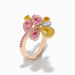 Effy Jewelry Trio 18K Three Tone Gold Multi Color Diamond Bouquet Ring | Rings