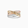 Effy Jewelry Trio 14K Three-Tone Gold Diamond Crossover Ring | Rings