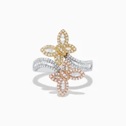 Effy Jewelry Trio 14K Three-Tone Gold Diamond Butterfly Bypass Ring | Rings