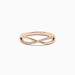 Effy Jewelry Trio 14K 3-Tone Gold Diamond Stackable Crossover Rings Set of 3 | Rings