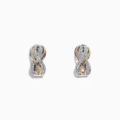 Effy Jewelry Trio 14K Tri Color Gold 1/2" French Clip Diamond Earrings, 0.55 TCW | Earrings