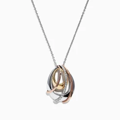 Effy Jewelry Trio 14K Tri Color Gold Diamond Pendant, 0.11 TCW | Necklaces & Pendants