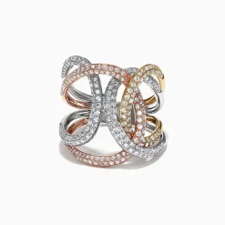 Effy Jewelry Trio 14K Tri Color Gold Diamond Ring, 1.33 TCW | Rings