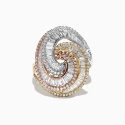 Effy Jewelry Trio 14K Tri Color Gold Diamond Swirl Statement Ring, 1.66 TCW | Rings