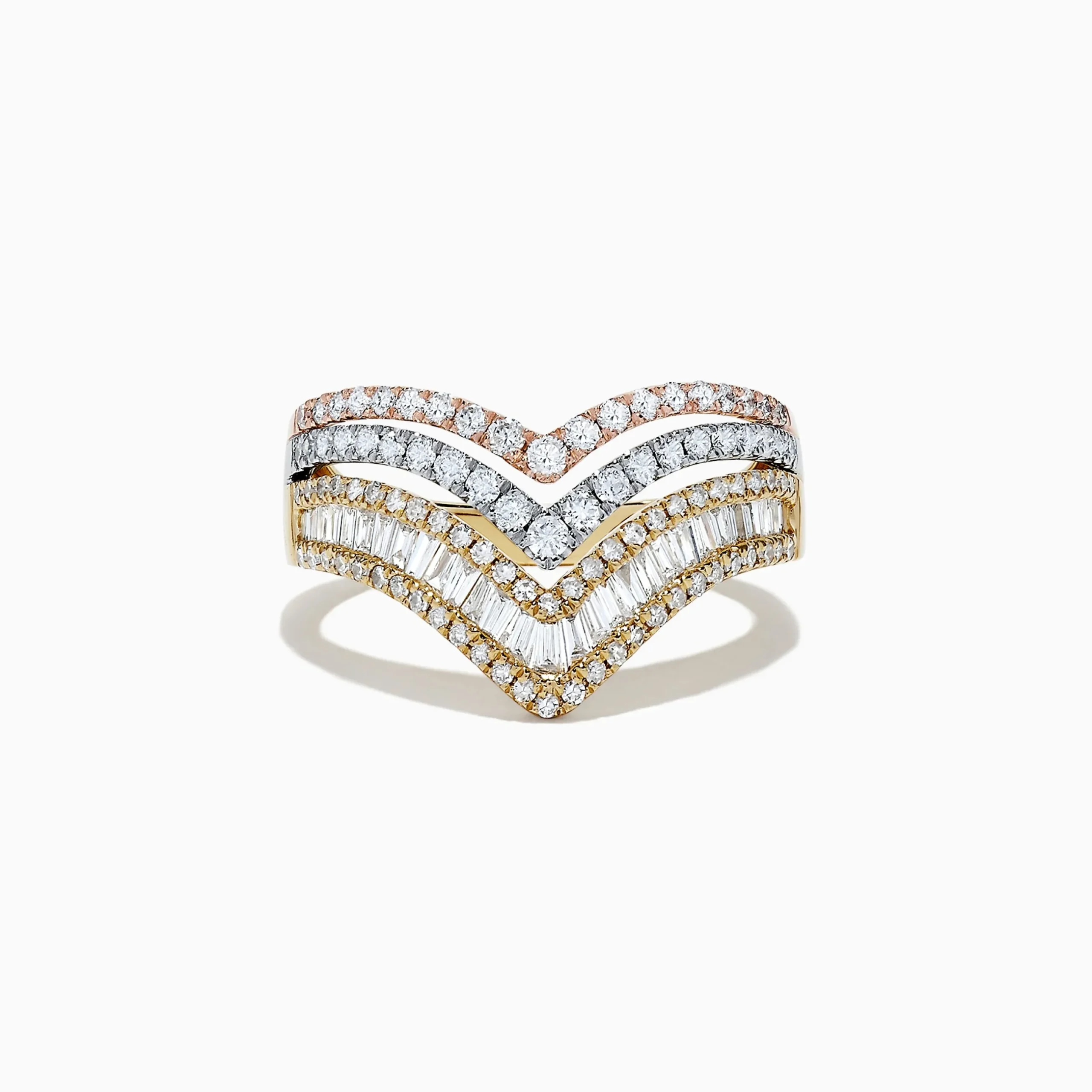 Effy Jewelry Trio 14K Tri Color Gold Diamond Ring, 0.88 TCW | Rings