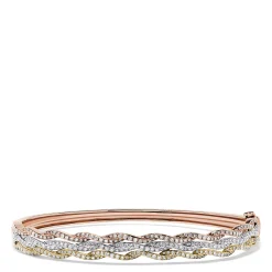Effy Jewelry Trio 14K Tri Color Gold Diamond Bangle, 1.42 TCW | Bracelets