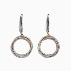 Effy Jewelry Trio 14K Tri Color Gold Diamond Drop Earrings, 0.71 TCW | Earrings