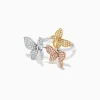 Effy Jewelry Trio 14K Tri Color Gold Diamond Butterfly Ring, 0.66 TCW | Rings