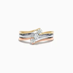 Effy Jewelry Trio 14K Tri Color Gold Diamond Ring, 0.32 TCW | Rings