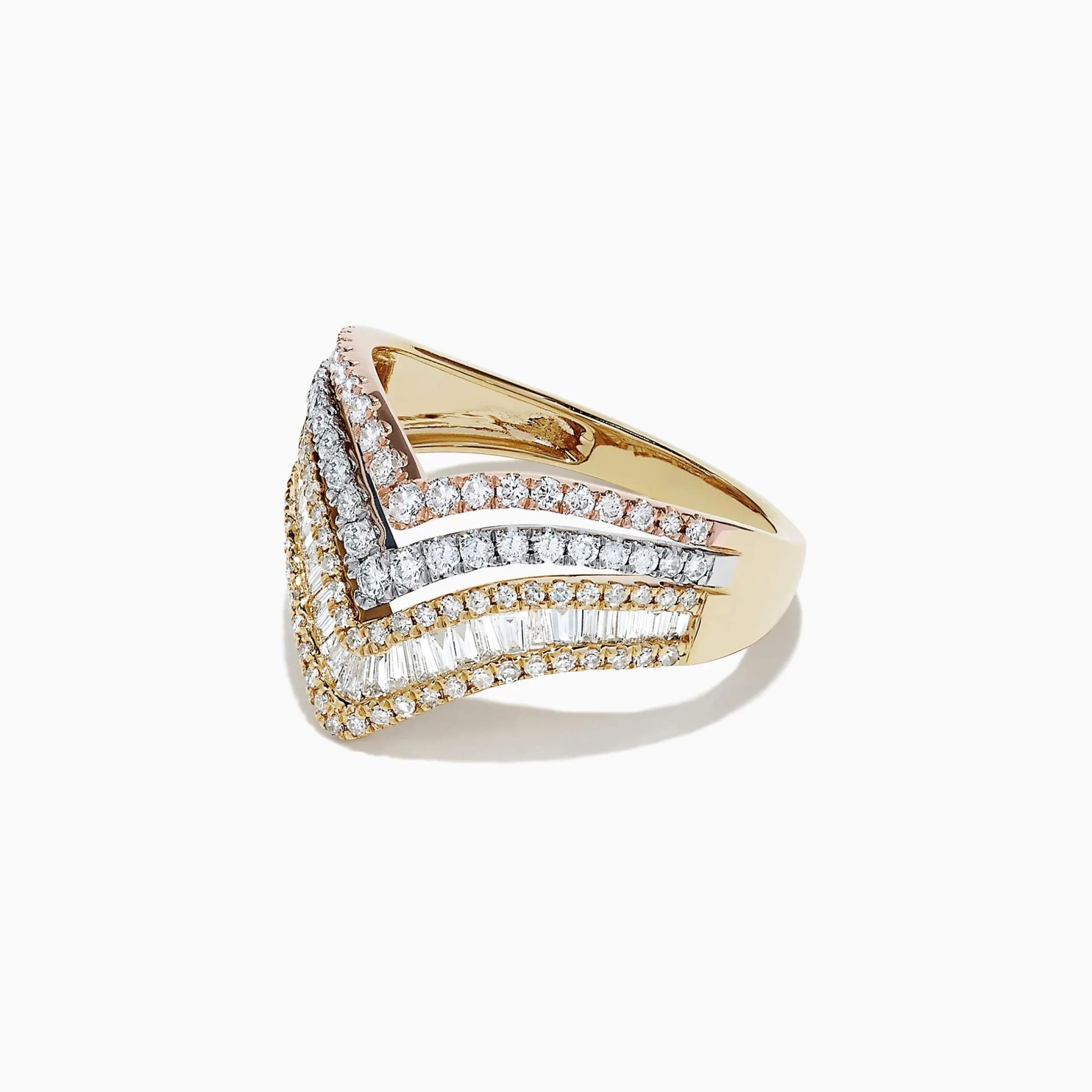 Effy Jewelry Trio 14K Tri Color Gold Diamond Ring, 0.88 TCW | Rings