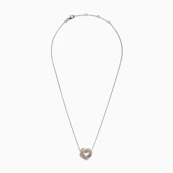 Effy Jewelry Trio 14K Tri Color Gold Diamond Heart Necklace, 0.40 TCW | Necklaces & Pendants
