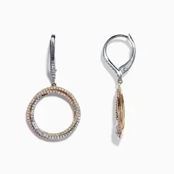 Effy Jewelry Trio 14K Tri Color Gold Diamond Drop Earrings, 0.71 TCW | Earrings