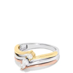 Effy Jewelry Trio 14K Tri Color Gold Diamond Ring, 0.32 TCW | Rings