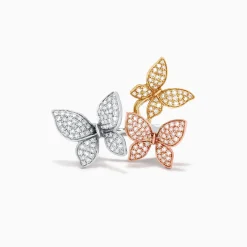 Effy Jewelry Trio 14K Tri Color Gold Diamond Butterfly Ring, 0.66 TCW | Rings