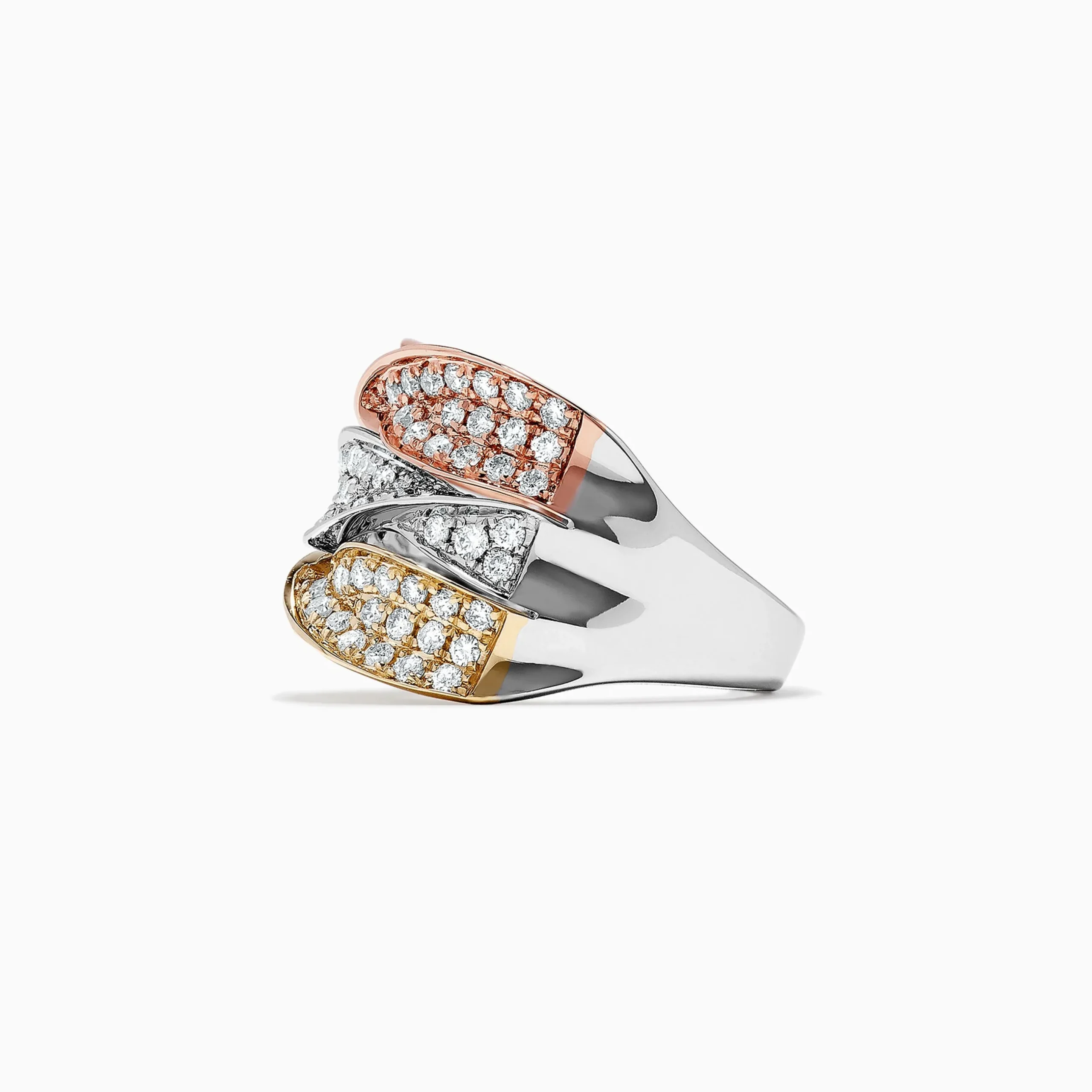Effy Jewelry Trio 14K Tri Color Gold Diamond Twist Ring, 1.24 TCW | Rings