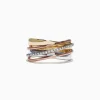 Effy Jewelry Trio 14K Tri-Color Gold Diamond Accented Crossover Ring, 0.11 TCW | Rings
