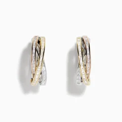Effy Jewelry Trio 14k Tri-Tone Diamond 3/4" Hoop Earrings | Earrings