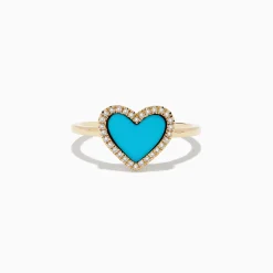 Effy Jewelry Turquesa 14K Yellow Gold Turquoise and Diamond Heart Ring | Rings
