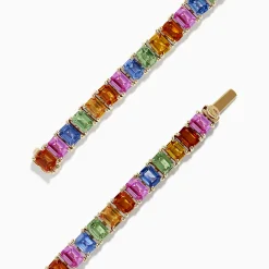 Effy Jewelry Watercolor 14k Gold Emerald Cut Multi Sapphire Tennis Bracelet | Bracelets