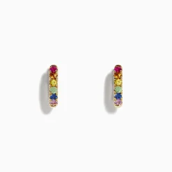 Effy Jewelry Watercolor 14k Gold Multi Sapphire Huggie Earrings | Earrings