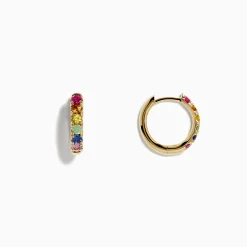 Effy Jewelry Watercolor 14k Gold Multi Sapphire Huggie Earrings | Earrings