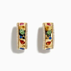 Effy Jewelry Watercolor 14k Yellow Gold Bezel Set Multi Sapphire Earrings | Earrings