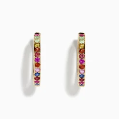 Effy Jewelry Watercolor 14k Yellow Gold Multi Sapphire Hoop Earrings | Earrings