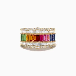 Effy Jewelry Watercolor 14k Yellow Gold Multi Sapphire and Diamond Ring | Rings