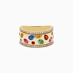 Effy Jewelry Watercolor 14k Yellow Gold Bezel Set Multi Sapphire Ring | Rings