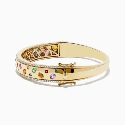 Effy Jewelry Watercolor 14k Yellow Gold Bezel Set Multi Sapphire Bangle | Bracelets