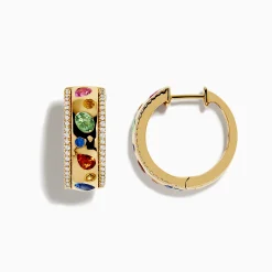 Effy Jewelry Watercolor 14k Yellow Gold Bezel Set Multi Sapphire Earrings | Earrings