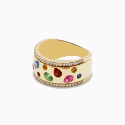 Effy Jewelry Watercolor 14k Yellow Gold Bezel Set Multi Sapphire Ring | Rings