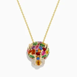 Effy Jewelry Watercolors 14K Gold Multi Sapphire, Diamond u0026 Emerald Panther Pendant | Necklaces & Pendants