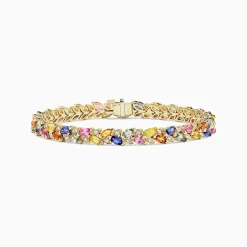 Effy Jewelry Watercolors 14K Gold Multi Sapphire u0026 Diamond Bracelet, 11.09 TCW | Bracelets