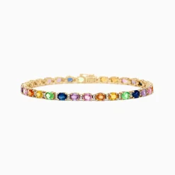 Effy Jewelry Watercolors 14K Gold Multi Sapphire and Diamond Bracelet, 8.96 TCW | Bracelets
