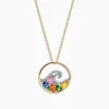 Effy Jewelry Watercolors 14K Gold Multi Sapphire Diamond Wave Pendant, 1.63 TCW | Necklaces & Pendants